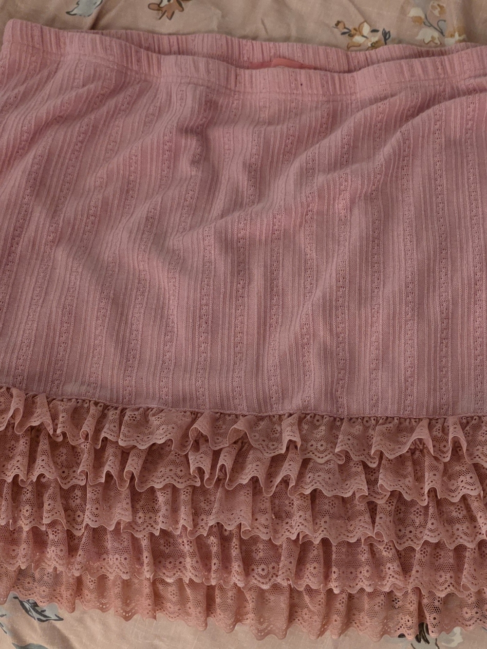 Dollz Kill Sugar Thrillz Dusty Rose Knit Tiered Skirt Sz 3X